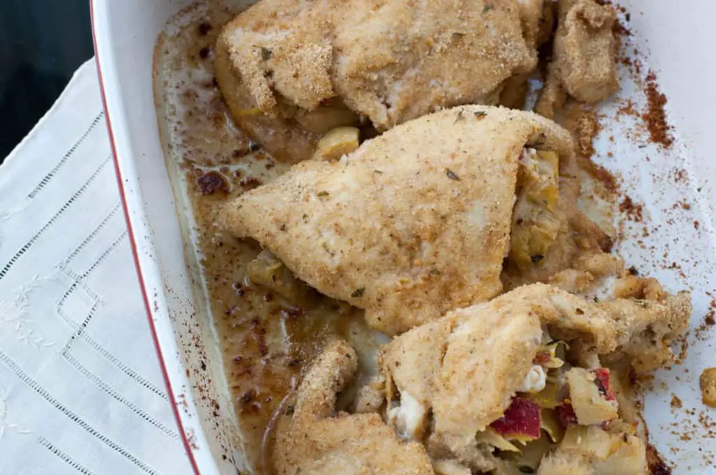 Stuffed chicken breasts after baking