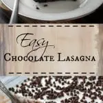 slice of chocolate lasagna with Easy Chocolate Lasagna text