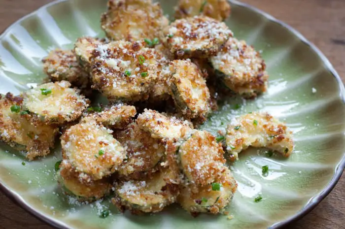 Fried Zucchini Parmesan Crisps - thekitchensnob.com #recipe #appetizer #zucchini