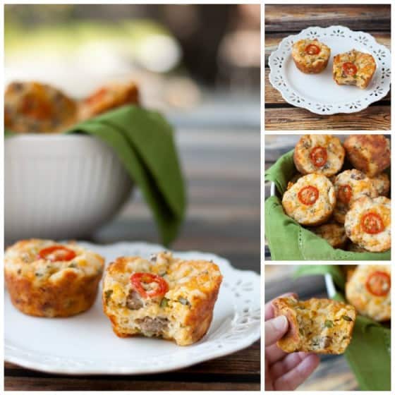 Breakfast Muffins with Sausage, Cheddar & Green Onions - thekitchensnob.com #breafast #muffins #recipe