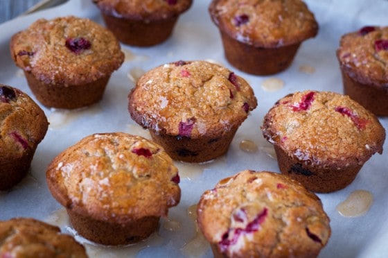 Fall Spiced Cranberry Muffins with Tangerine Glaze - so moist and yummy!