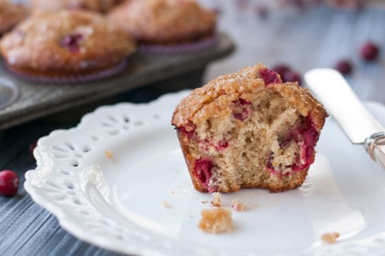 Fall Spiced Cranberry Muffins with Tangerine Glaze - so moist and yummy! thekitchensnob.com