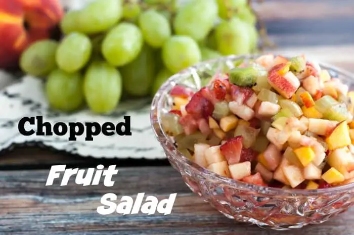 Chopped Fresh Fruit Salad. Perfect bite size pieces so you taste all the fruit in every bite! #vegetarian #snacks #sides #recipes