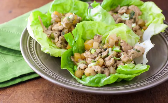 Asian Chicken Lettuce Wraps with Persimmons - a super healthy recipe that's easy to make!