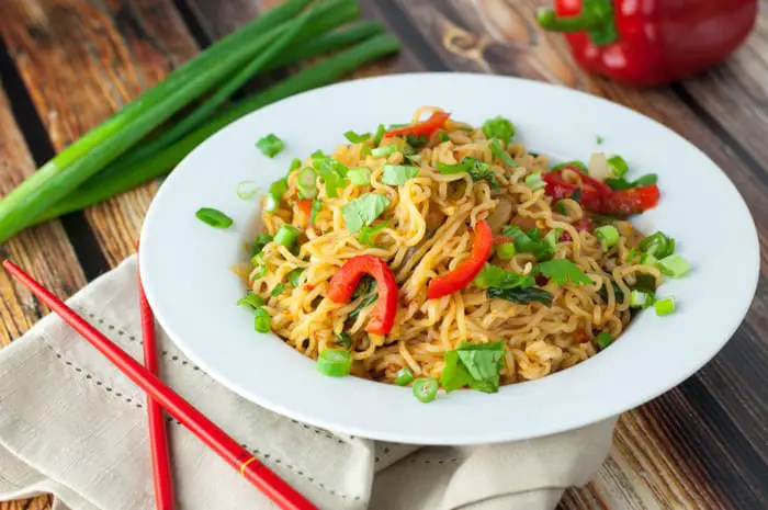 Spicy Ramen Noodles - easy recipe to make with sweet onions & peppers!