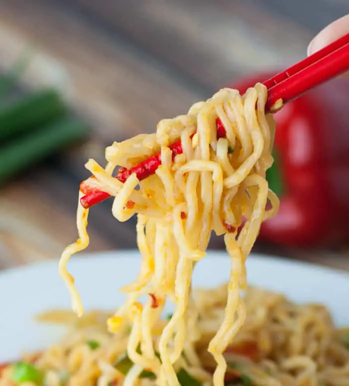 Spicy Ramen Noodles - easy recipe to make with sweet onions & peppers!