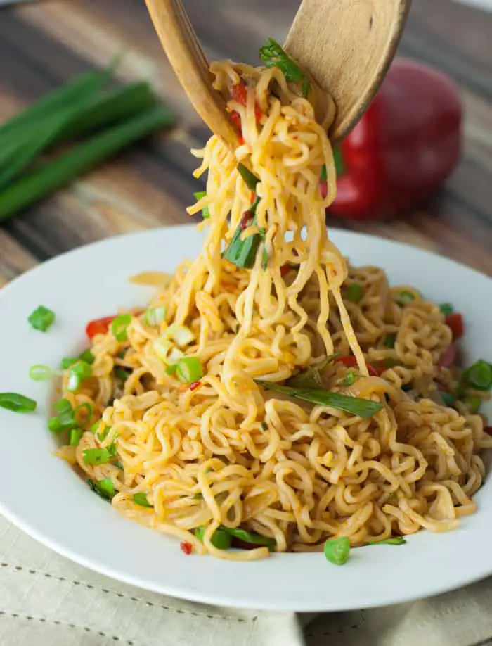 Spicy Ramen Noodles with Sweet Onions & Peppers