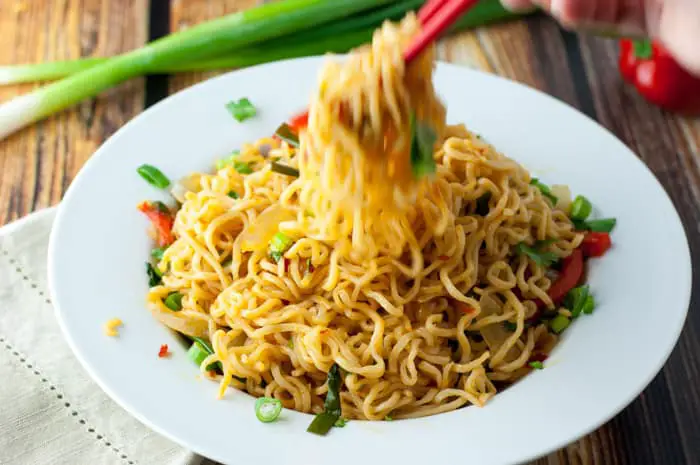 Spicy Ramen Noodles - easy recipe to make with sweet onions & peppers!